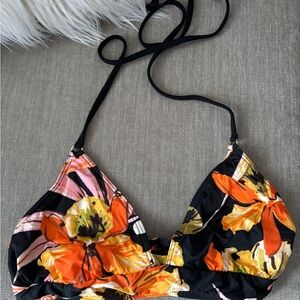 Robin Piccone Floral Bikini Top & Bottom - Black and Orange